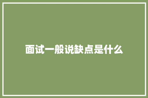 面试一般说缺点是什么 综述范文