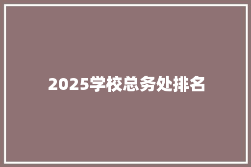 2025学校总务处排名