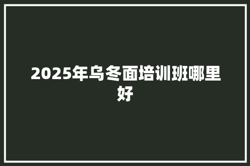 2025年乌冬面培训班哪里好