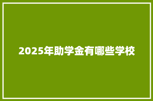 2025年助学金有哪些学校