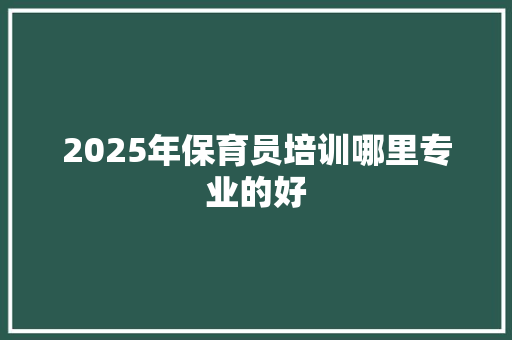 2025年保育员培训哪里专业的好