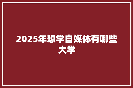 2025年想学自媒体有哪些大学