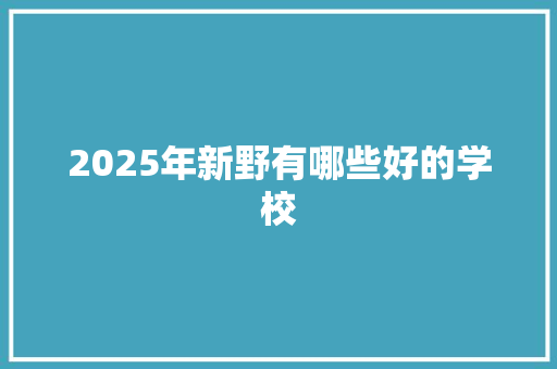 2025年新野有哪些好的学校