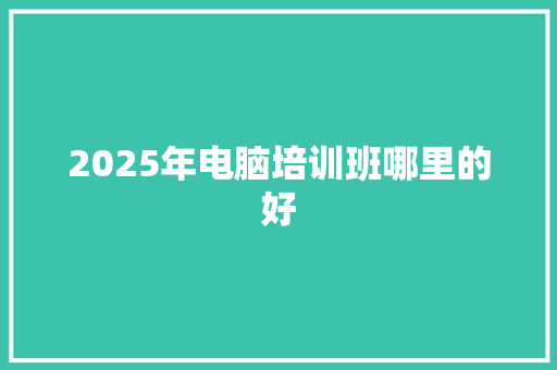 2025年电脑培训班哪里的好