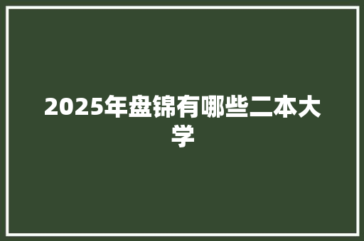 2025年盘锦有哪些二本大学