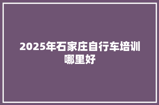 2025年石家庄自行车培训哪里好