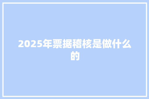 2025年票据稽核是做什么的