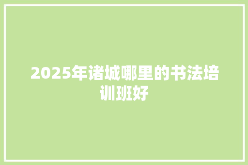 2025年诸城哪里的书法培训班好