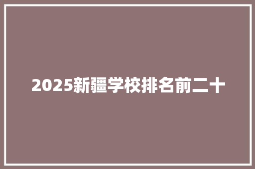 2025新疆学校排名前二十