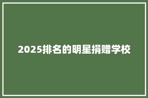 2025排名的明星捐赠学校