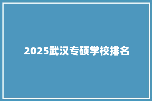 2025武汉专硕学校排名