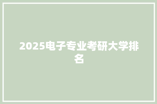 2025电子专业考研大学排名 学术范文