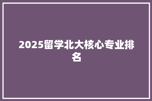 2025留学北大核心专业排名