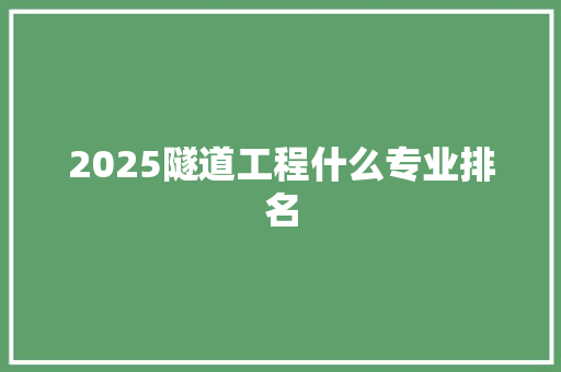 2025隧道工程什么专业排名