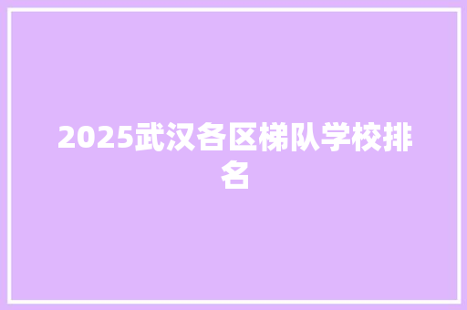 2025武汉各区梯队学校排名