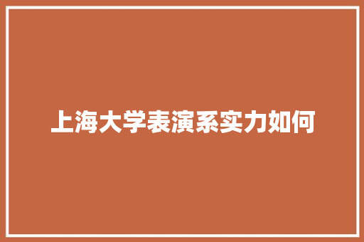 上海大学表演系实力如何