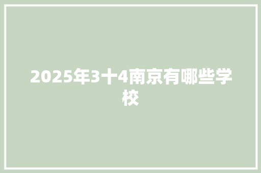 2025年3十4南京有哪些学校