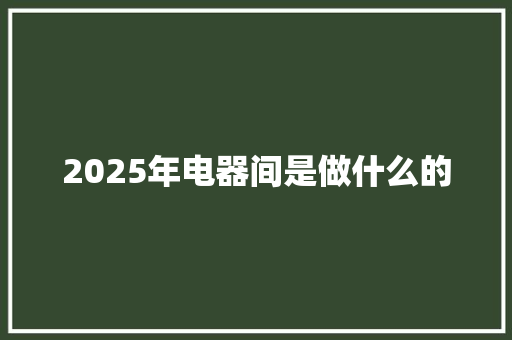 2025年电器间是做什么的