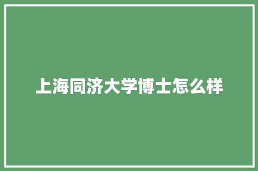 上海同济大学博士怎么样