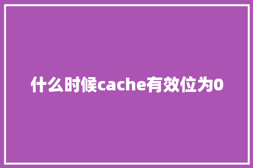 什么时候cache有效位为0