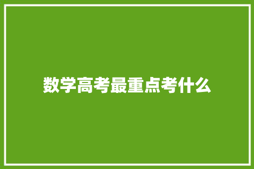 数学高考最重点考什么