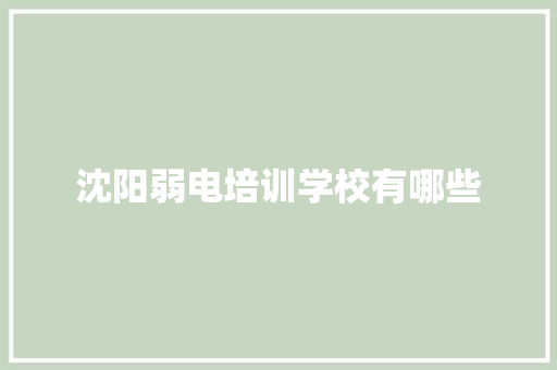 沈阳弱电培训学校有哪些 报告范文