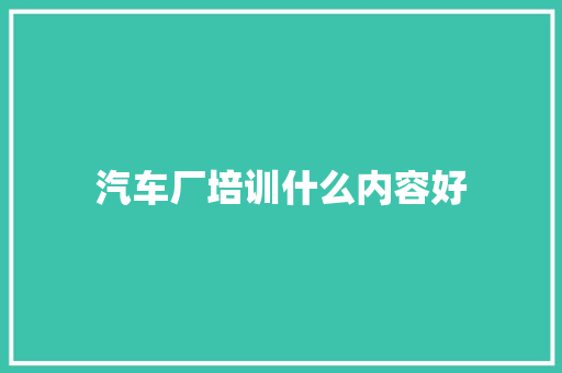 汽车厂培训什么内容好