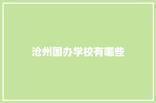 沧州国办学校有哪些