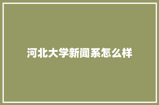 河北大学新闻系怎么样