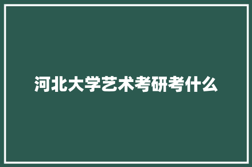 河北大学艺术考研考什么