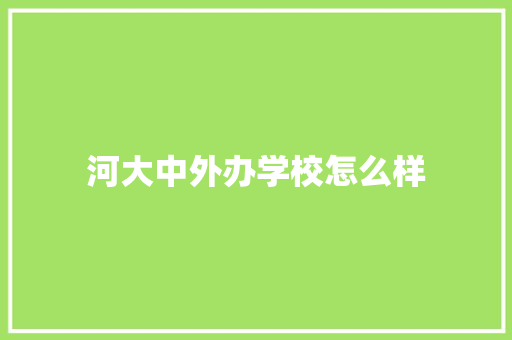 河大中外办学校怎么样 论文范文