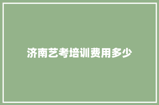 济南艺考培训费用多少