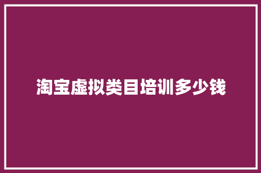 淘宝虚拟类目培训多少钱