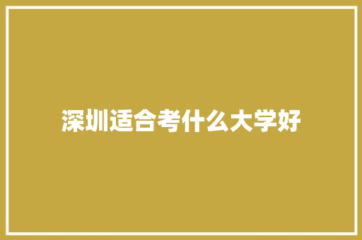 深圳适合考什么大学好