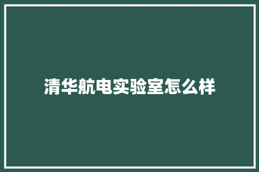 清华航电实验室怎么样