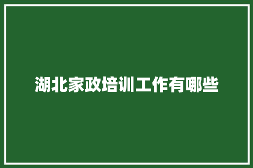 湖北家政培训工作有哪些