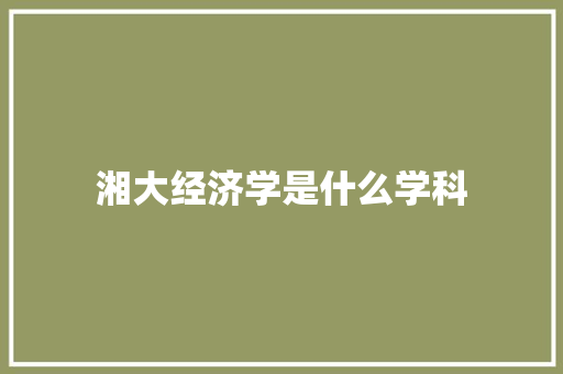 湘大经济学是什么学科