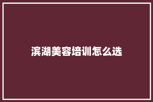 滨湖美容培训怎么选 综述范文