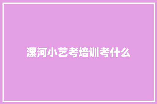 漯河小艺考培训考什么