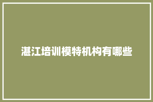 湛江培训模特机构有哪些