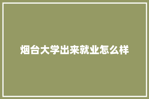 烟台大学出来就业怎么样