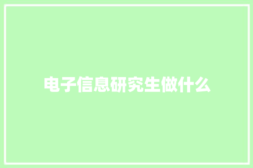 电子信息研究生做什么 学术范文