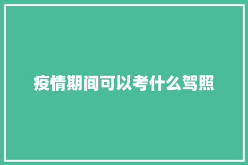 疫情期间可以考什么驾照