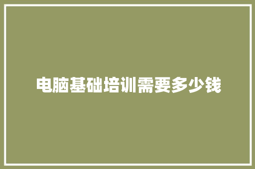 电脑基础培训需要多少钱