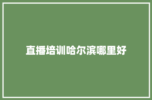 直播培训哈尔滨哪里好 职场范文