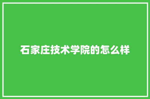 石家庄技术学院的怎么样