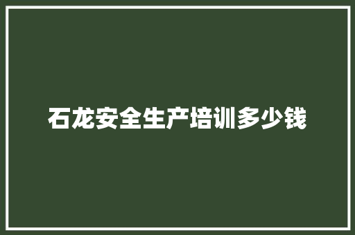 石龙安全生产培训多少钱