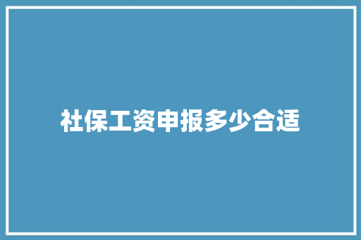 社保工资申报多少合适