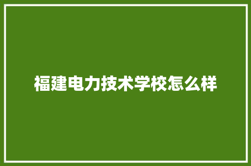 福建电力技术学校怎么样 职场范文