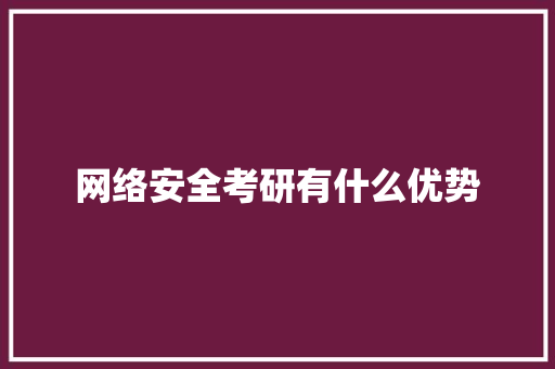 网络安全考研有什么优势 综述范文